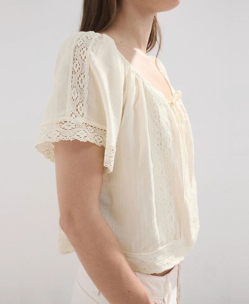 Mango Women's Cotton Lace Blouse
