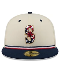 New Era Men's Cream/Blue Seattle Mariners Usa 250 Fourth of July 59FIFTY Fitted Hat