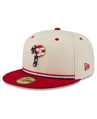 New Era Men's Cream/Red Philadelphia Phillies Usa 250 Fourth of July 59FIFTY Fitted Hat