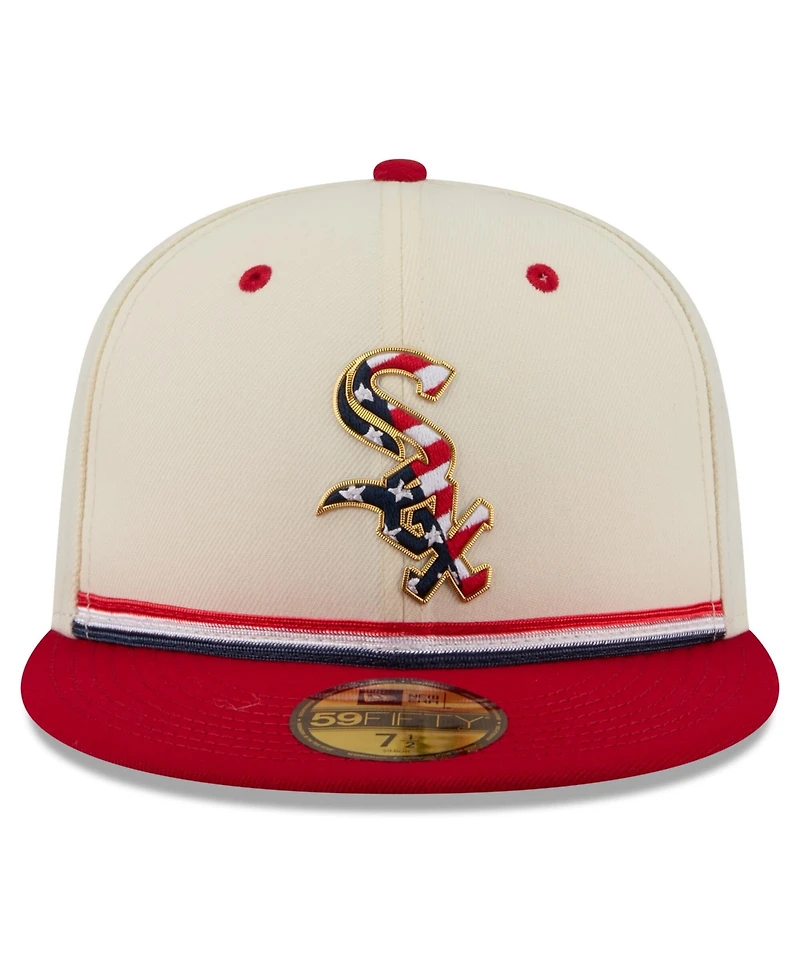 New Era Men's Cream/Red Chicago White Sox Usa 250 Fourth of July 59FIFTY Fitted Hat