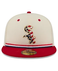 New Era Men's Cream/Red Chicago White Sox Usa 250 Fourth of July 59FIFTY Fitted Hat