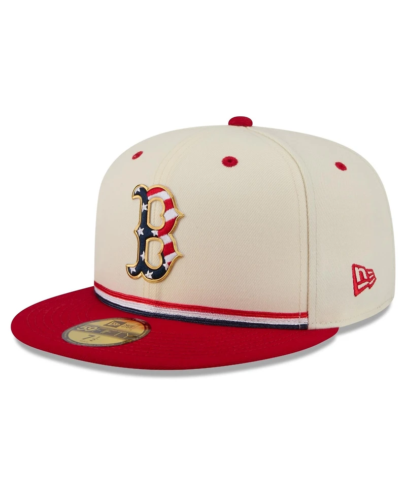 New Era Men's Cream/Red Boston Red Sox Usa 250 Fourth of July 59FIFTY Fitted Hat