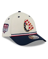 New Era Men's Cream/Navy Baltimore Orioles Usa 250 Fourth of July 39THIRTY M-Crown Flex Hat