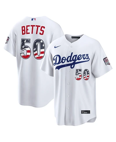 Nike Men's Mookie Betts White Los Angeles Dodgers Usa 250 Fourth of July Stadium Jersey