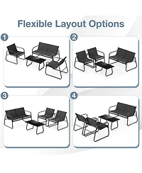 Costway Piece Patio Furniture Set Fabric Lawn Chairs and Loveseat with Coffee Table