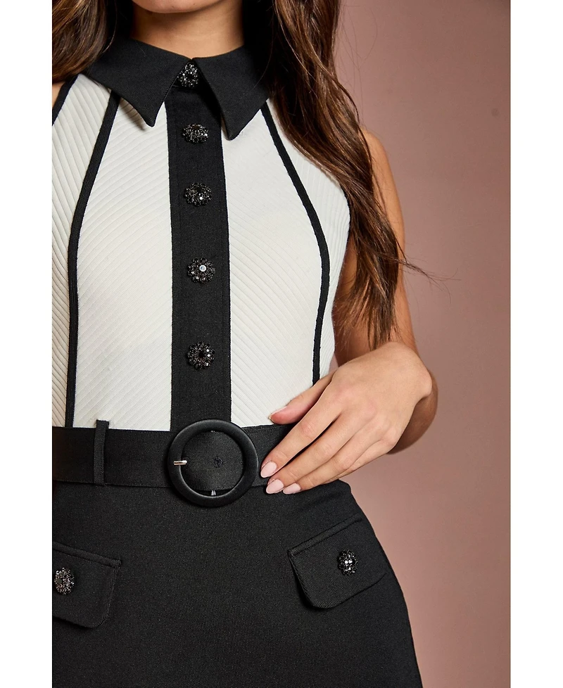 Coast Women's Collard Bandage Belted Pencil Dress