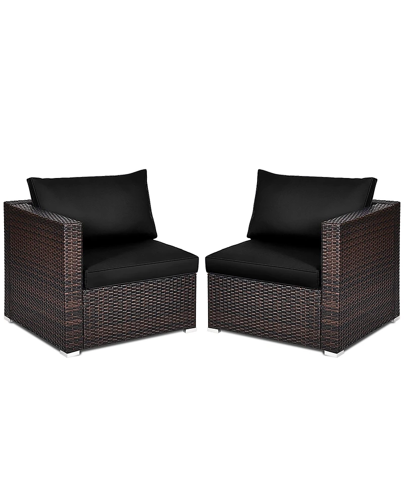 Costway 2Piece Patio Rattan Corner Sofa Sectional Furniture Set