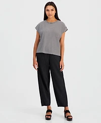 Eileen Fisher Women's Cotton Striped Cap-Sleeve Crewneck Tee