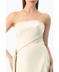 Ivonne Women's Strapless Sculpted Drape Gown