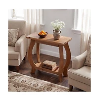 Tribesigns Narrow Side Table, 2-Tier Solid Wood End Table with Storage Shelf, Curved Legs Farmhouse Nightstand for Small Spaces, Bedroom, Living Room