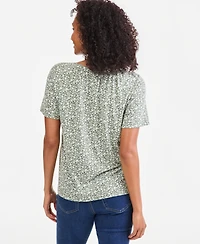 Style & Co Petite Split Neck Short-Sleeve Knit Top, Macy's Exclusive