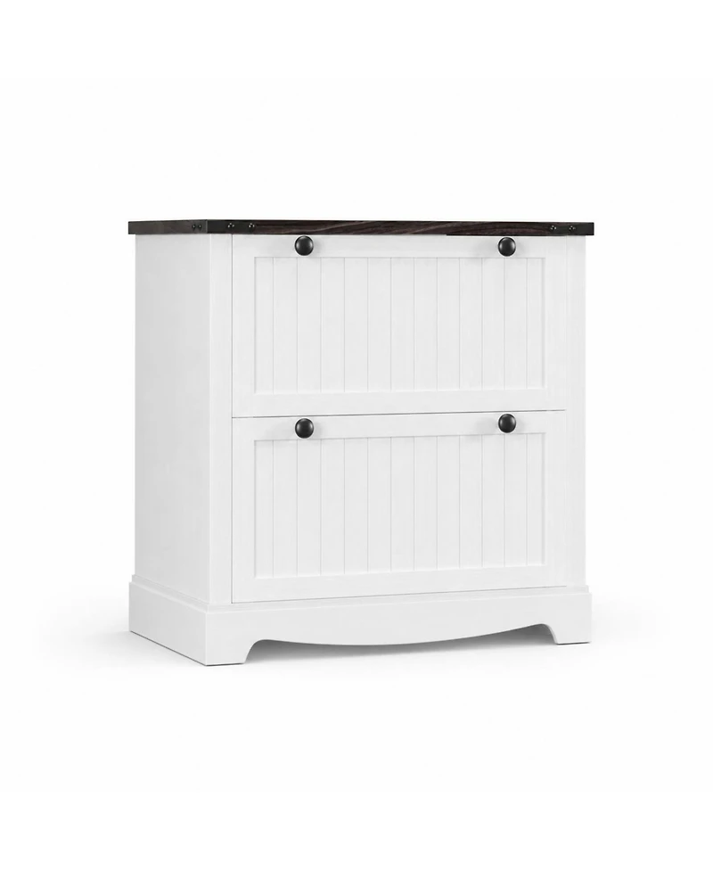 homfan 30inch Farmhouse File Cabinet 2-Drawer Filing Cabinet for Hanging File Folders, Rustic Storage Printer Stand for Office
