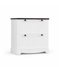 homfan 30inch Farmhouse File Cabinet 2-Drawer Filing Cabinet for Hanging File Folders, Rustic Storage Printer Stand for Office