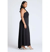 Eloquii Women's Plus Halter Neck Satin Maxi Dress