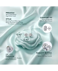 Rachel Glauber Elegant White Gold Palated Dainty Cz Flower Stud Earrings