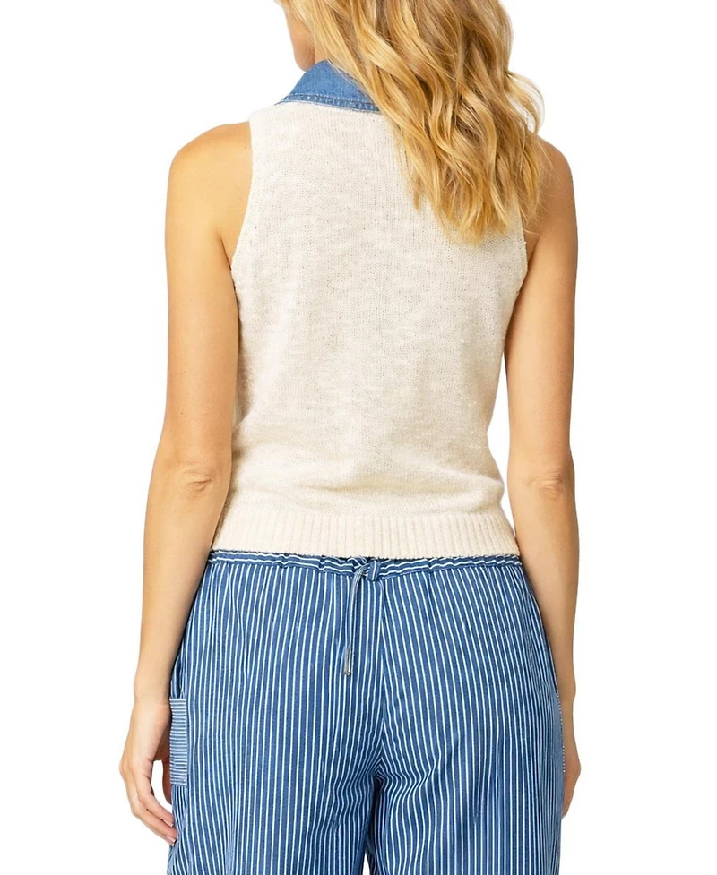 Central Park West Women's Marlon Denim Collar Shell