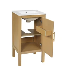 Midola 18" Bathroom Cabinet with Storage, Small Space Solution with Ceramic Sink, Adjustable Shelf, Soft-Closing Hinges
