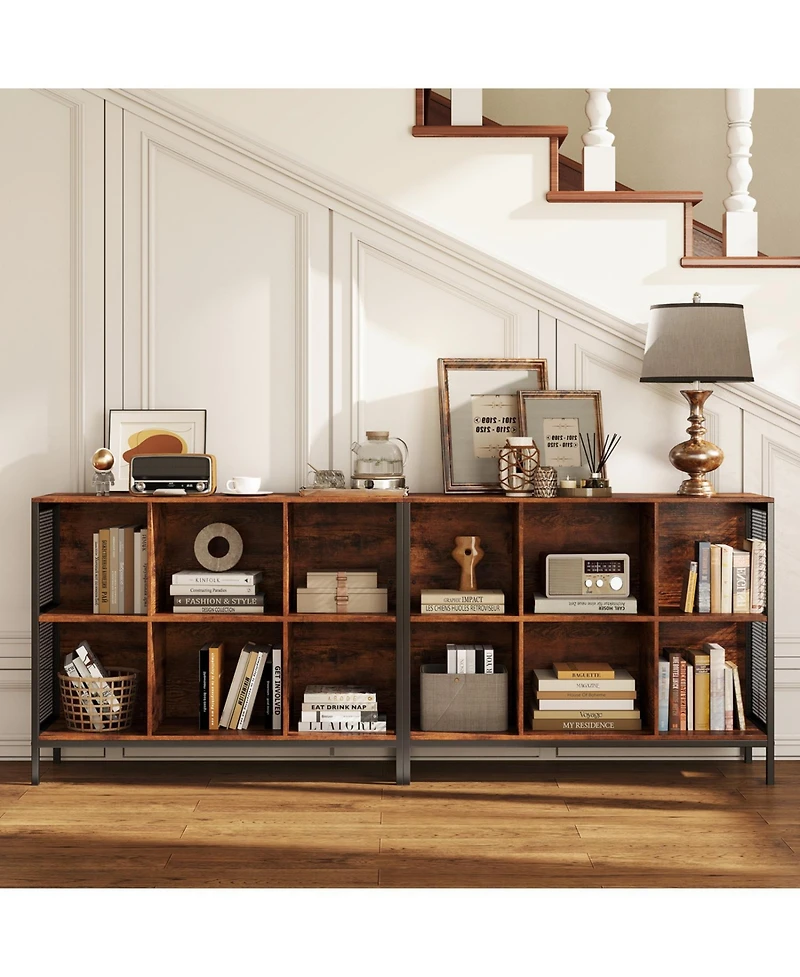 Slickblue Wide 6 Cube Storage Bookcase with Open Cubby Display Shelves