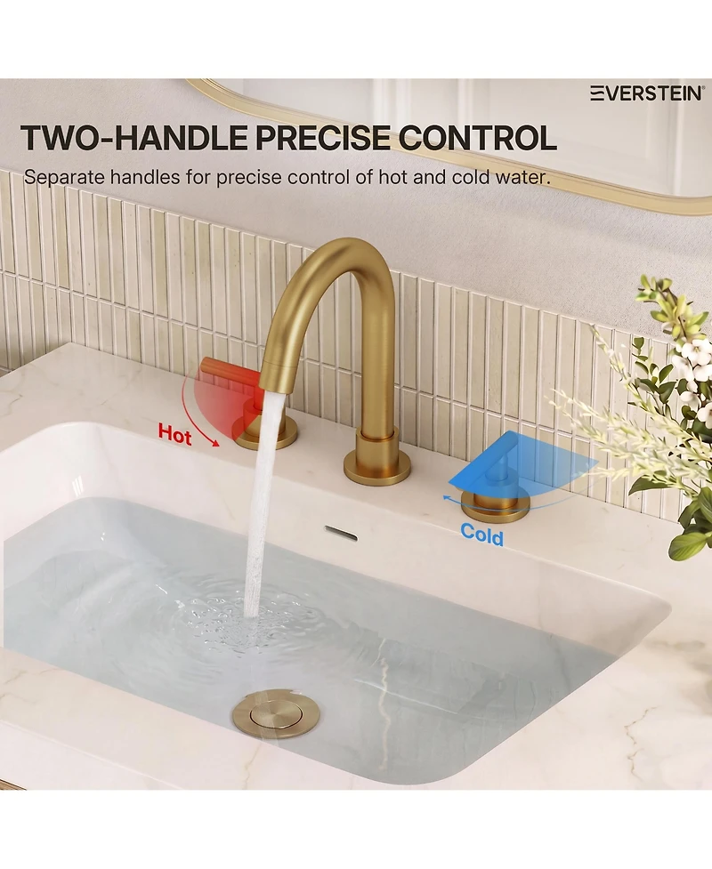 Everstein Single Hole Bathroom Faucet, Handle Sink Faucet with Drain Assembly