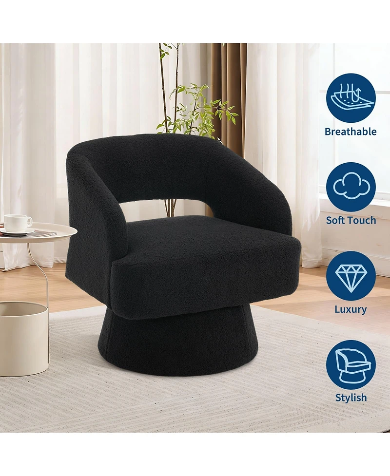 homfan Modern Swivel Barrel Chairs, Soft Round Lounge Hollowed Back, 360degree(s) Rotating Base for Living Room, Bedroom, Vanity, Reading Nook