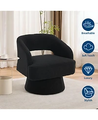 homfan Modern Swivel Barrel Chairs, Soft Round Lounge Hollowed Back, 360degree(s) Rotating Base for Living Room, Bedroom, Vanity, Reading Nook