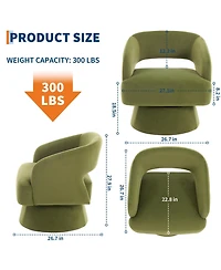 homfan Modern Swivel Barrel Chairs, Soft Round Lounge Chairs, Hollowed Back, 360degree(s) Rotating Base for Living Room, Bedroom, Vanity, Reading Nook