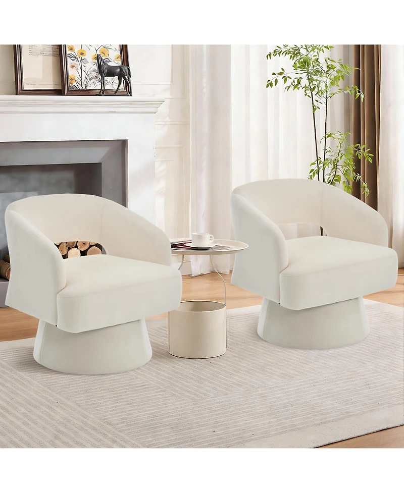 homfan Modern Swivel Barrel Chairs, Soft Round Lounge Hollowed Back, 360degree(s) Rotating Base for Living Room, Bedroom, Vanity, Reading Nook
