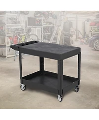 homfan 46.1L x 25.8W x 33.9H in Heavy Duty Utility Cart with Double Layer Shelves, Pp Tool Trolley for Garage Warehouse Workshop