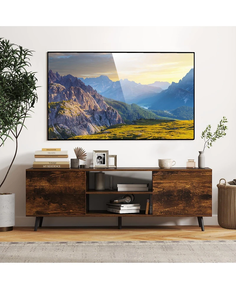 Slickblue Tv Stand for 60 Inch TVs with Power Outlets and Adjustable Shelf