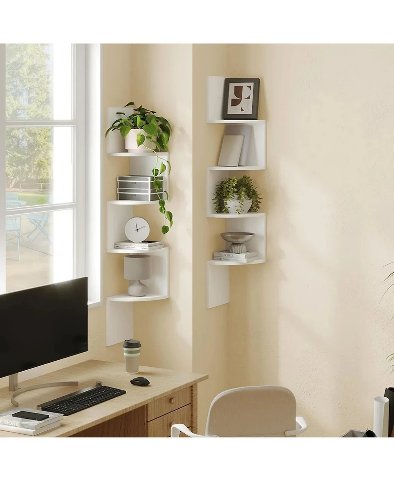 Slickblue Wall-Mounted Corner Shelf Set of 2 for Space-Saving Home Storage