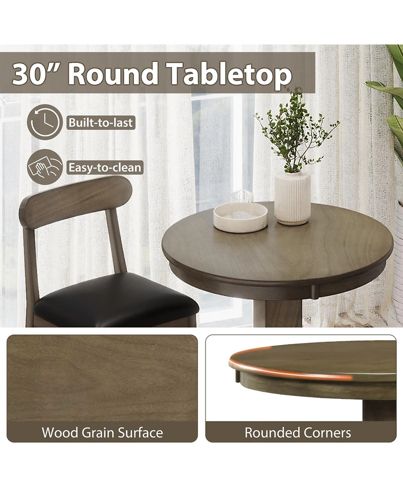 Slickblue 3 Piece Pub Table Set with 2 Stools and Round Wood Bar Table