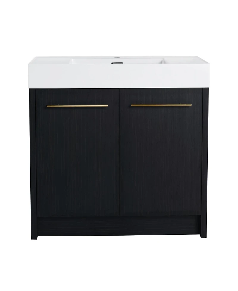 Sillysis Modern Chestnut Bathroom Vanity with Resin Sink, Soft Close Doors