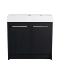 Sillysis Modern Chestnut Bathroom Vanity with Resin Sink, Soft Close Doors