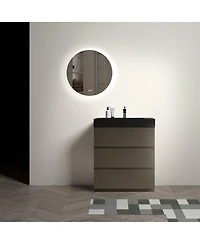 Sillysis Contemporary Bathroom Vanity with Black Sink, Large Soft Close Drawers, Handle-Free Freestanding Storage