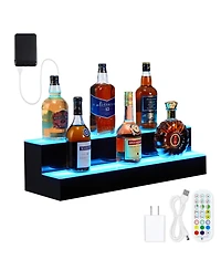 homfan Led Illuminated Acrylic Liquor Bottle Shelf, Remote and App Controlled Multi-power Display Rack for Home Bar Ktv Club