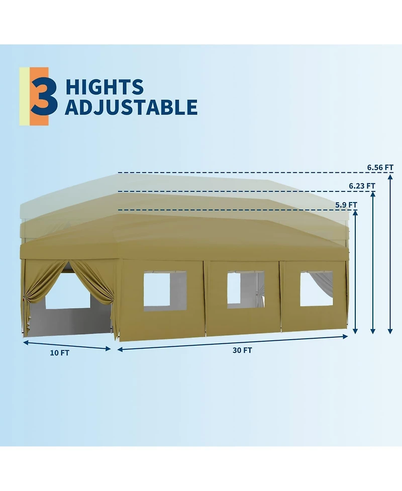 homfan Heavy Duty Pop Up Canopy TentRemovable Sidewalls, Adjustable Height, Sandbags, Stakes and Portable Carry Bag