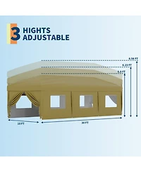 homfan Heavy Duty Pop Up Canopy TentRemovable Sidewalls, Adjustable Height, Sandbags, Stakes and Portable Carry Bag