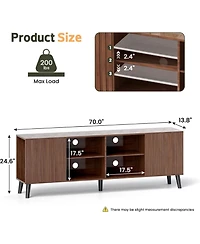 gaomon Mid-Century Modern Tv Stand, Fluted Tv Stand for 80 75 65 Inch TVs, Adjustable Shelf