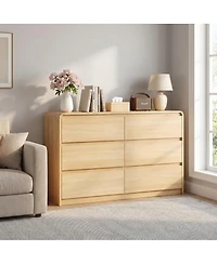 Streamdale Furniture Modern 6-Drawer Wood Dresser with Concealed Handles and Rounded Corners