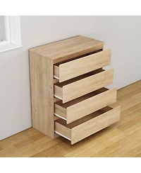 Streamdale Furniture 4-Drawer Modern Storage Dresser 31.5'' Natural Wood Chest for Bedroom