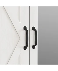 Streamdale Furniture 2-Door Wood Wardrobe with Hanging Rod 2 Drawers Mirror and Induction Light