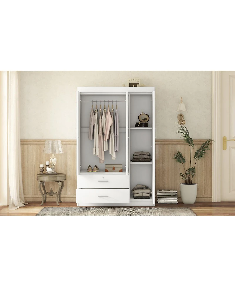 Streamdale Furniture 3-Door Wardrobe with Full-Length Mirror and Lockable Drawer
