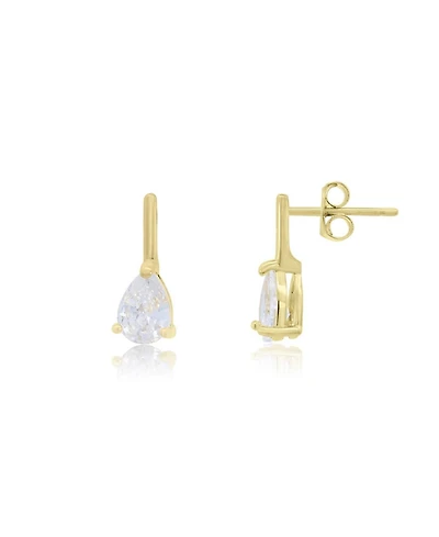 The Lovery Cz Pear Bar Drop Earrings 14K Gold-Plated Sterling Silver