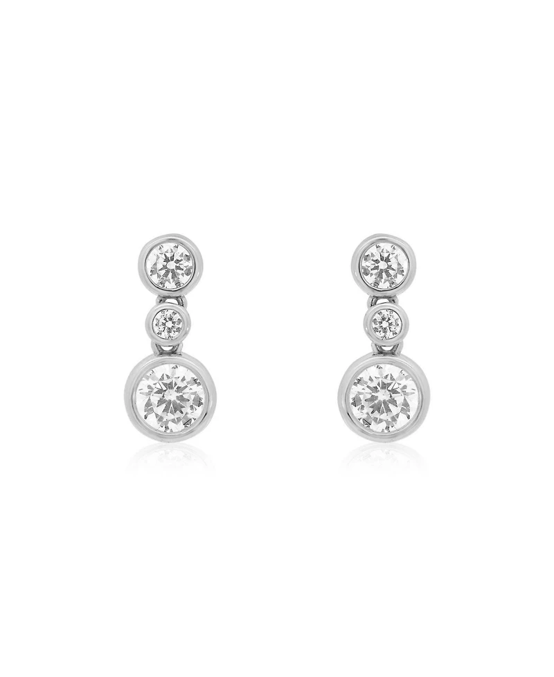 The Lovery Cz Triple Bezel Drop Earrings Sterling Silver