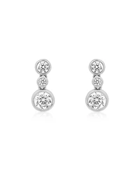 The Lovery Cz Triple Bezel Drop Earrings Sterling Silver