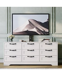 homfan 9 Drawer Dresser Tv Stand with Mount for 32-85 in TVs, Modern Entertainment Center with Drawers, Media Console Table for Bedroom