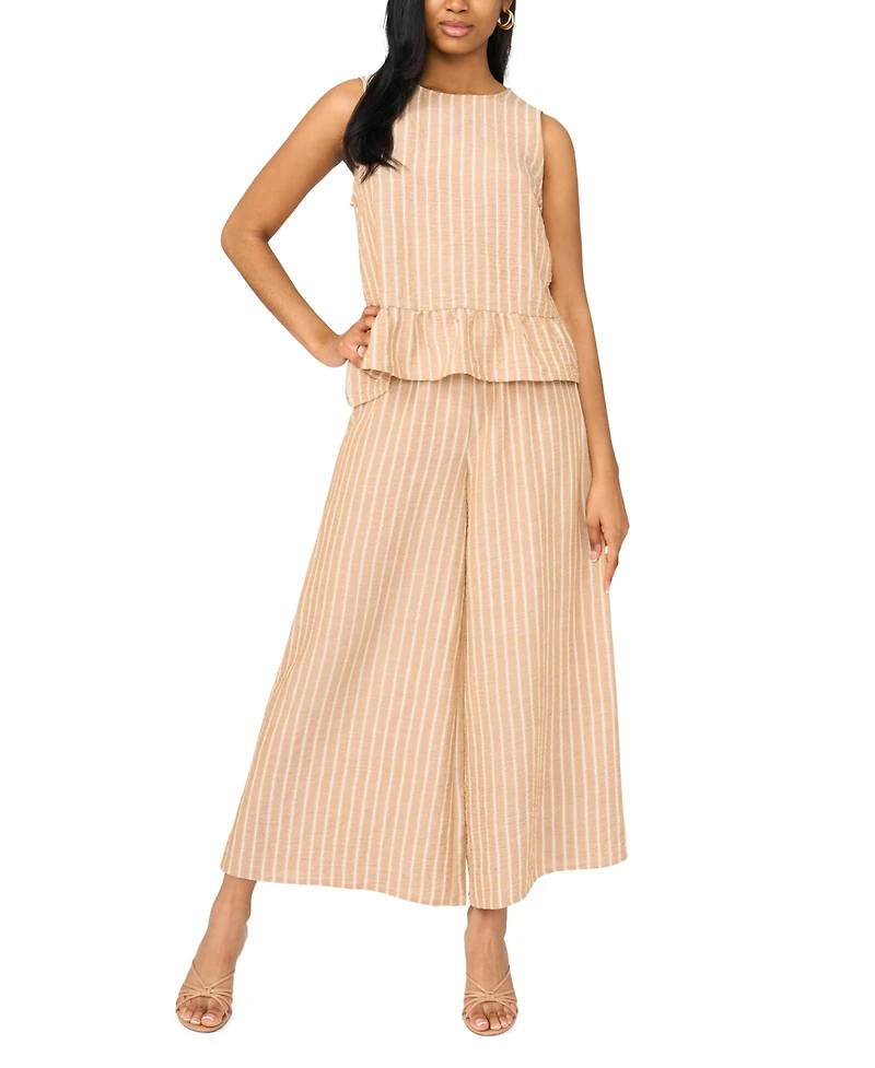 Vince Camuto Women's Solid Ruffle Crewneck Peplum Top