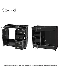 Sillysis Modern Freestanding Bathroom Vanity without Top, Solid Wood Frame, 3 Drawers Storage