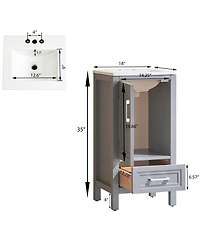 Sillysis Modern Bathroom Vanity with Ceramic Sink, Fully Assembled Cabinet, Soft Close Doors, Two Handle Options