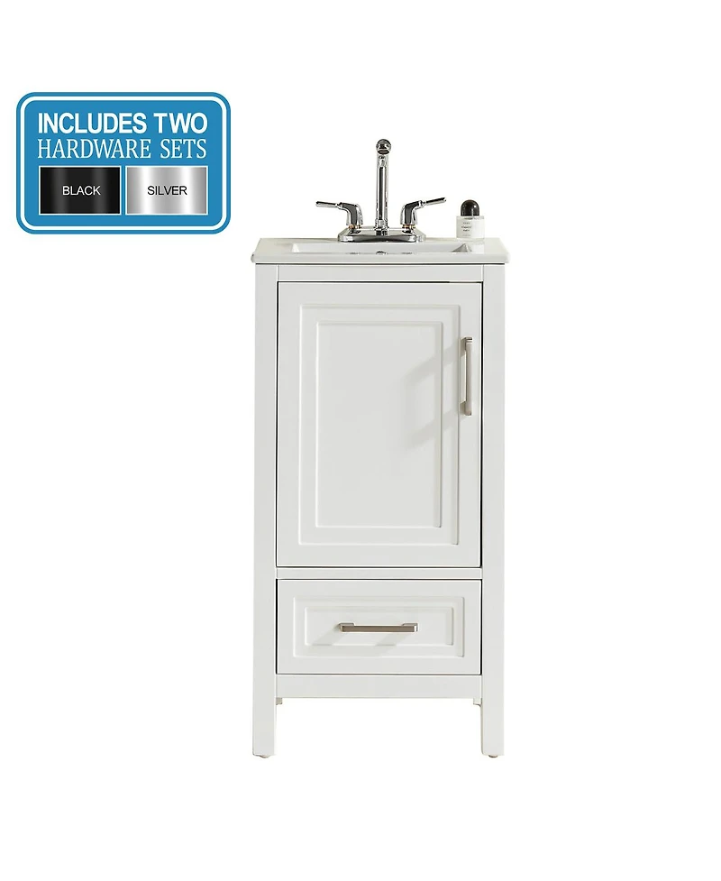 Sillysis Modern Bathroom Vanity with Ceramic Sink, Fully Assembled Cabinet, Soft Close Doors, Two Handle Options